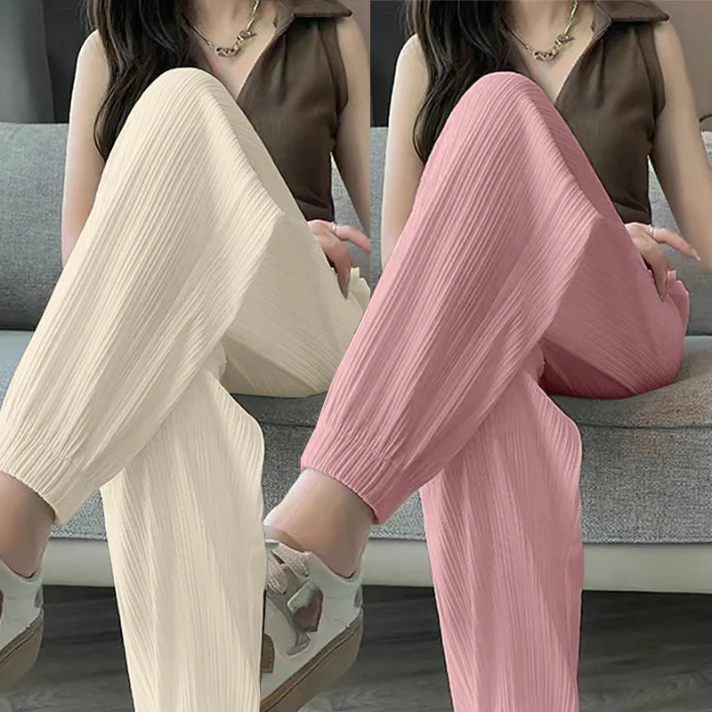 kf-S9fa60e3d2e8d434eaf69c031a570d648u-Ice-Silk-Wide-Leg-Harem-Pants-Trousers-Solid-Elastic-Waist-Women-Clothing-Sport-Streetweat-Summer-Casual